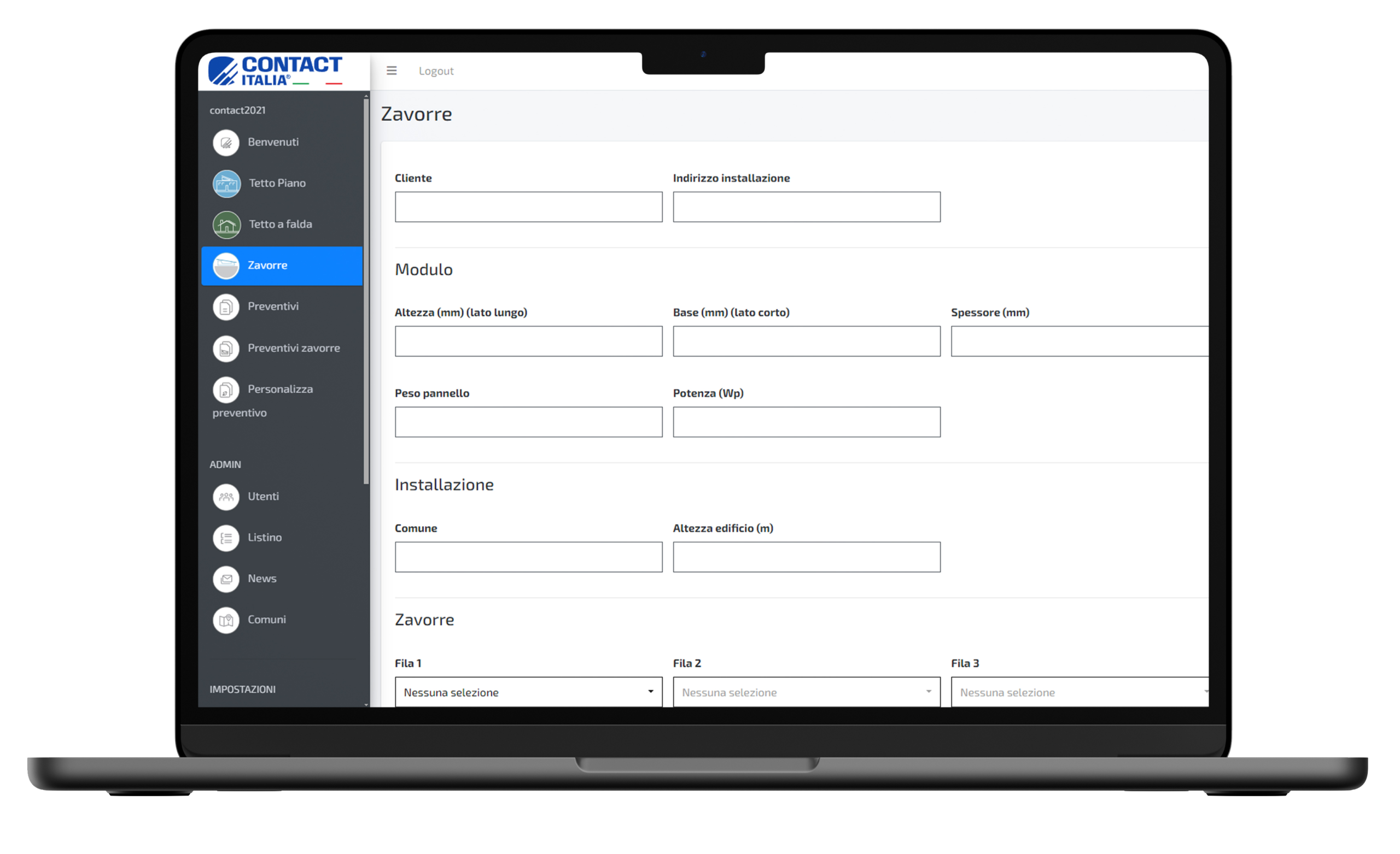 schermo macbook con immagine configuratore contact italia