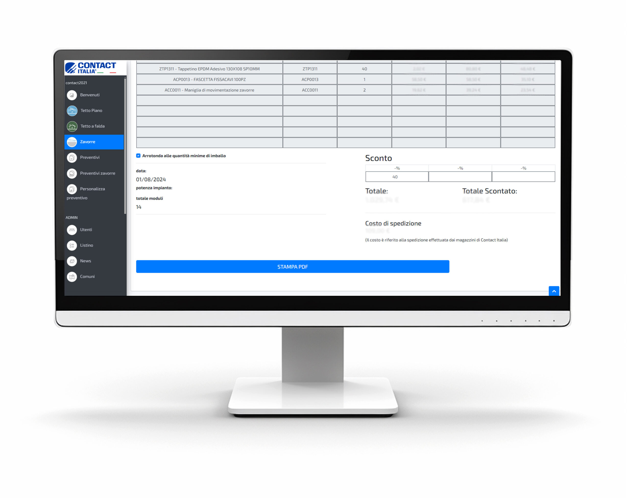 schermo macbook con immagine configuratore contact italia